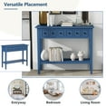 thumbnail image 4 of EUROCO 38.2" Console Table,Sofa Table Entryway Table with Rubber Wood Legs,2 Drawers and Open Shelf,Rustic Hallway Accent Table for Living Room, Entrance,Navy, 4 of 8