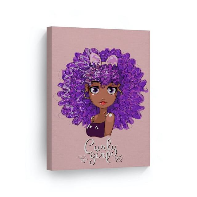 Smile Art Design Curly Girl African American Kid Girl Pink Background