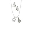 thumbnail image 2 of Delight Jewelry Silvertone Large Greek Letter - Omega - Silver tone Zig Zag Christmas Tree Charm Necklace and Stud Earrings, 2 of 4
