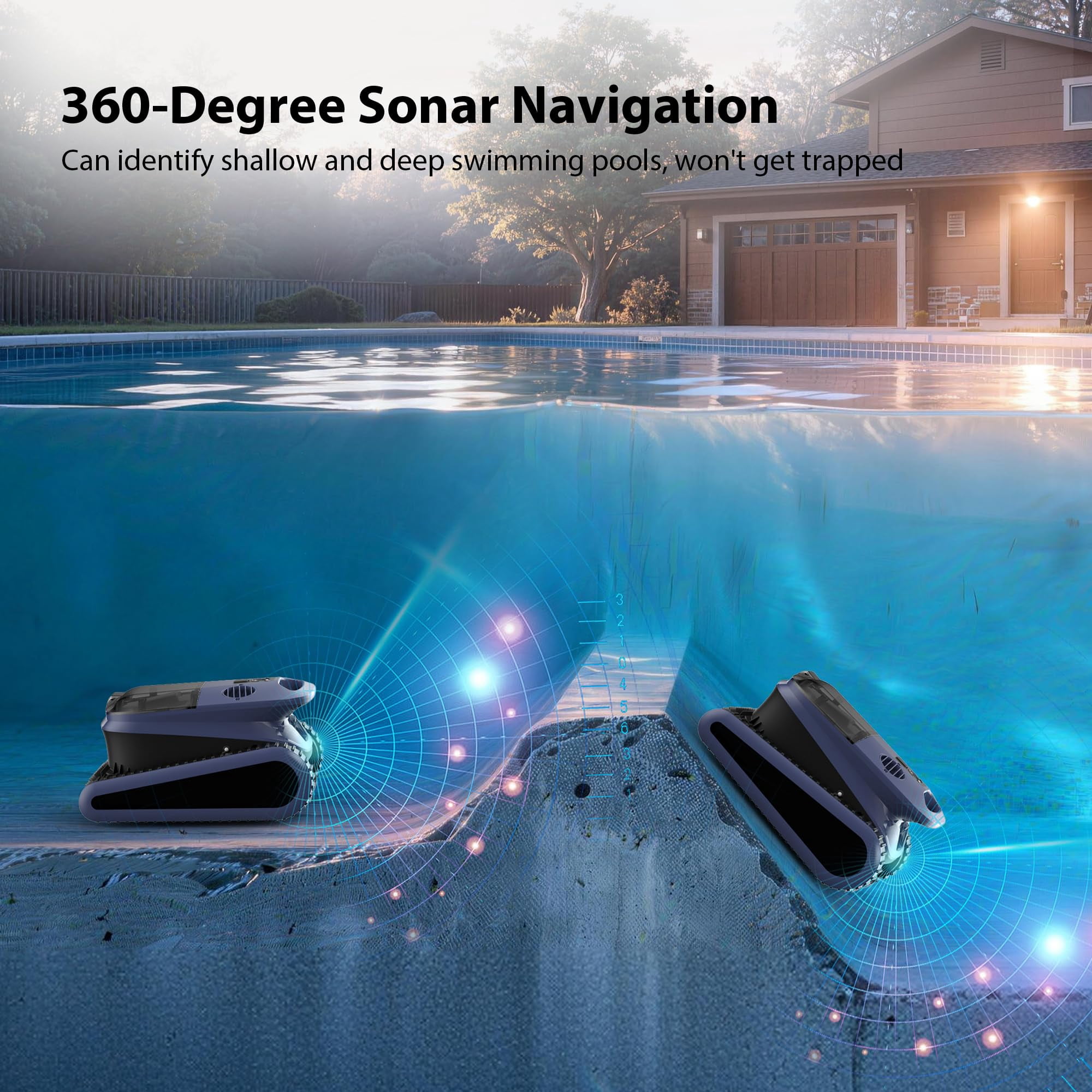 Seauto SAT40 Smart Cordless Pool Cleaner - App-Controlled, 90° Wall Climbing, Waterline & Floor Cleaning, Auto-Dock, Long Battery Life, LED Status, Suitable for In-ground & above-ground pools