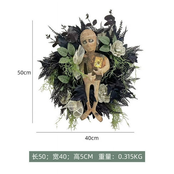 New Mummy Wreath Decor - Scary Coffin Skeleton Door Hanging for Outdoor Scary Porch, Horror Party Decoration Crafts