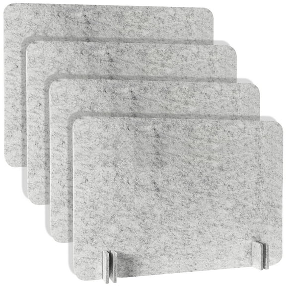 Desk Privacy Panel, 4 Pcs Felt Divider for Office or Classroom Gray Stone Texture, Noise Reduction, Easy Assembly, Ideal for Students and Professionals