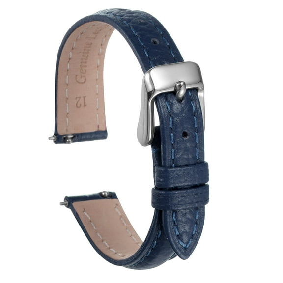 Uxcell Genuine Leather Watch Bands 12mm Quick Replacement Leather Watch Strap Elegant Women Men Watch Straps Dark Blue