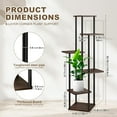 thumbnail image 2 of 6 Tier Wood Tall Plant Stand Metal Rack Indoor, Multiple Flower Pot Holder Shelves Corner Rack, Planter Shelf Display Rack Storage Organizer for Patio Living Room Balcony Garden(Black Oak), 2 of 15