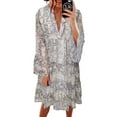 thumbnail image 3 of Asyoly Women Autumn V Neck Long Bell Sleeve Dress Swing Babydoll Dresses For Women, 3 of 9