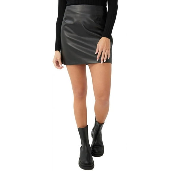 Cotton On Women’s Faux Leather Mini Skirt, Black, Large