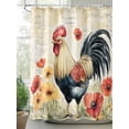 thumbnail image 2 of Rooster Chicken Shower Curtain, Flowers Watercolor Vintage Farm Waterproof Shower Curtain Set with 12 Hooks Lightweight Washable Fabric Shower Curtains for Bathroom 72x84 Inches, 2 of 6