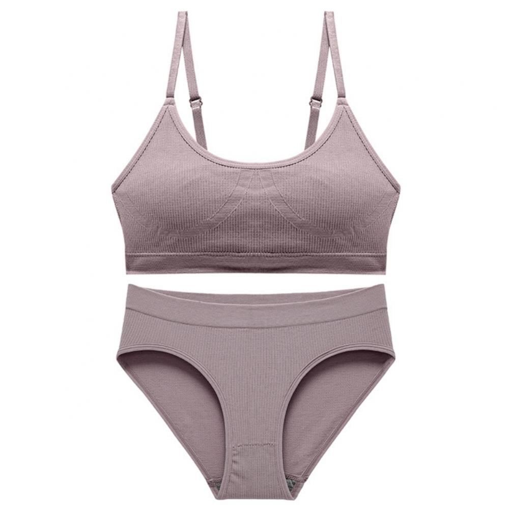 Women Seamless Tanks Tops Bra Set Female Underwear Suit Wireless Crop Top  Bra+Panty Sets Soft Bralette Underwear 