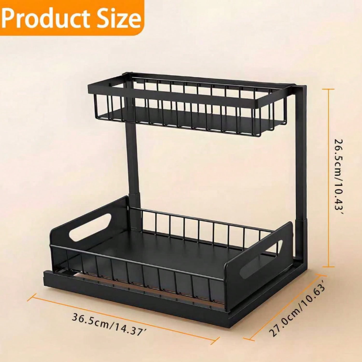 NTGFU 2 Tier Gray Under Sink Organizers and Storage, Slide Out Pull Out Cabinet Organizer Shelf, Metal Sliding Drawer for Kitchen Bathroom Pantry Cabinet Closet Organization Rack