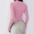 thumbnail image 4 of MHFRRA Camiseta Básica de Manga Larga de Color Liso, Ajustada y con Cuello Redondo, Informal, para Mujer a La Moda Rosa, 4 of 5