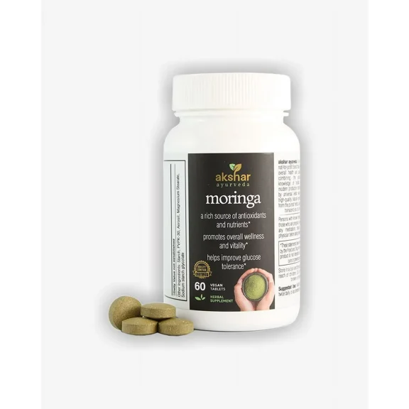 AKSHAR AYURVEDA Moringa Tablets Wellness and Vitality Supplement for Men and Women, 60 Count