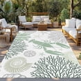 thumbnail image 2 of Sage Green Coastal Outdoor Rug 5x7 Ft - Reversible Patio Rug Outdoor Camping Rugs, Summer Lobster Coral Nautical Washable Indoor Outdoor Area Rugs, Non-Slip Outdoor Carpet Runner for Deck/Porch, 2 of 8