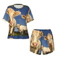 thumbnail image 4 of Naloa Cows Cattles Women's Short-Sleeved Pajama Set, Loungewear, Summer pajamas, Breathable Cozy - 3X-Large, 4 of 9