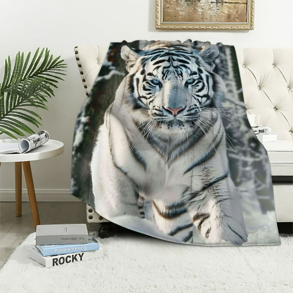 Shiartex Tiger Blanket Gifts for Adults Kids Tiger Snow Animal Flannel Throw Blankets Soft Comfy Lightweight for Home Decor Couch Bed Sofa  40x50in