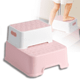 thumbnail image 1 of Banco Escalera Infantil Antideslizante de 2 Escalones Desmontables, Marthing Seguro y Resistente hasta 90 kg, 2 Niveles Compacto y Portátil Niños y Niñas en Lavabo, Cocina o Baño, Color Rosa, 1 of 12