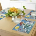 thumbnail image 4 of Ambesonne Cartoon Place Mats Set of 4, Wave with Fish, Standard Size, Multicolor, 4 of 6