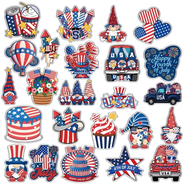 Independence Day Magnetic Sticker Set for Refrigerator Car Body and Metal Surfaces 10 in x 6 in Non Adhesive