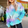 thumbnail image 2 of YunPes Girls Sweatshirt Winter Tie Dye Retro Print Sweatshirt Long Sleeve Comfortable Cute Sweatshirt Zip up Hoodie, 2 of 7