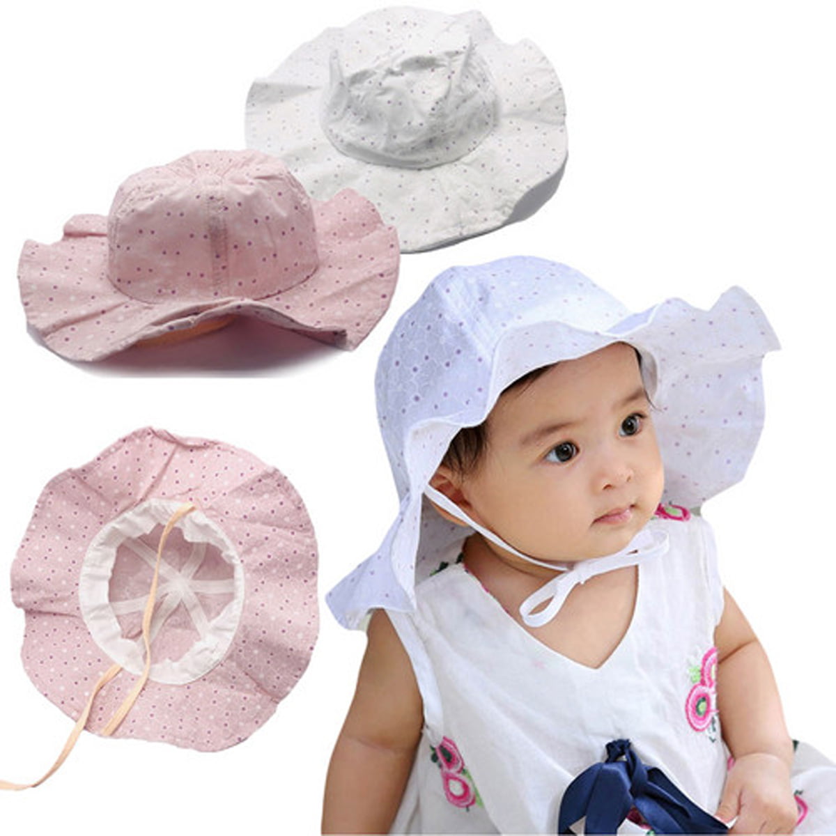 Newborn Baby Girls Hats Bonnet Bucket Hat Visor Children Infant Beach Summer Cap 