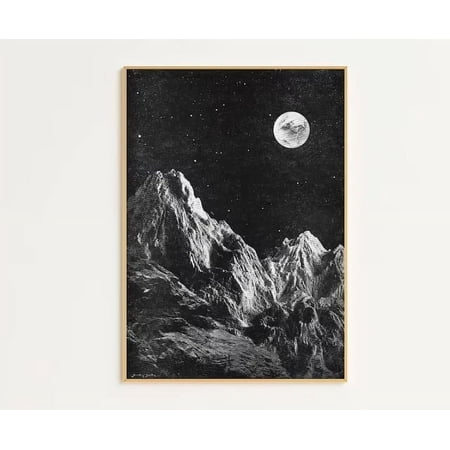View From The Moon Print Vintage Moon Print Moon Landscape Poster Home Decor Vintage Art Print Cute Birthday Gift Wall Art
