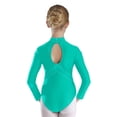 thumbnail image 2 of JanJean Kids Girls Rhinestones Mock Neck Figure Ice Skating Ballet Dance Leotard Bodysuit Long Sleeve Green 8, 2 of 7