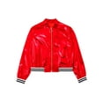 thumbnail image 3 of Moggemol Kids Girls Bomber Jacket Hip Hop Latin Jazz Dance Outfit Long Sleeve Zip Up Coat Party Red 6, 3 of 7