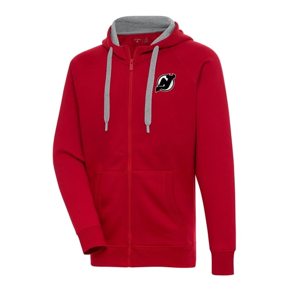Men's Antigua  Red New Jersey Devils Metallic Logo Victory Full-Zip Hoodie