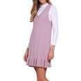 thumbnail image 4 of VESTIDO DE PUNTO GRUESO SIN MANGAS CUELLO EN V CON DOBLADILLO VOLANTE M ROSA POLVO, 4 of 6