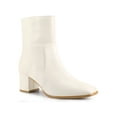 thumbnail image 1 of Unique Bargains Women's Square Toe Side Zip Block Heel Ankle Boots Cream (Size 9.5), 1 of 8