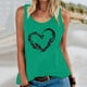 thumbnail image 3 of Playeras,Blusas y Tops,Ropa para Mujer Camisetas sin mangas Camiseta sin mangas de verano para mujer, camiseta sin mangas con gráfico de flores , camiseta informal para vacaciones (Green, S), 3 of 6