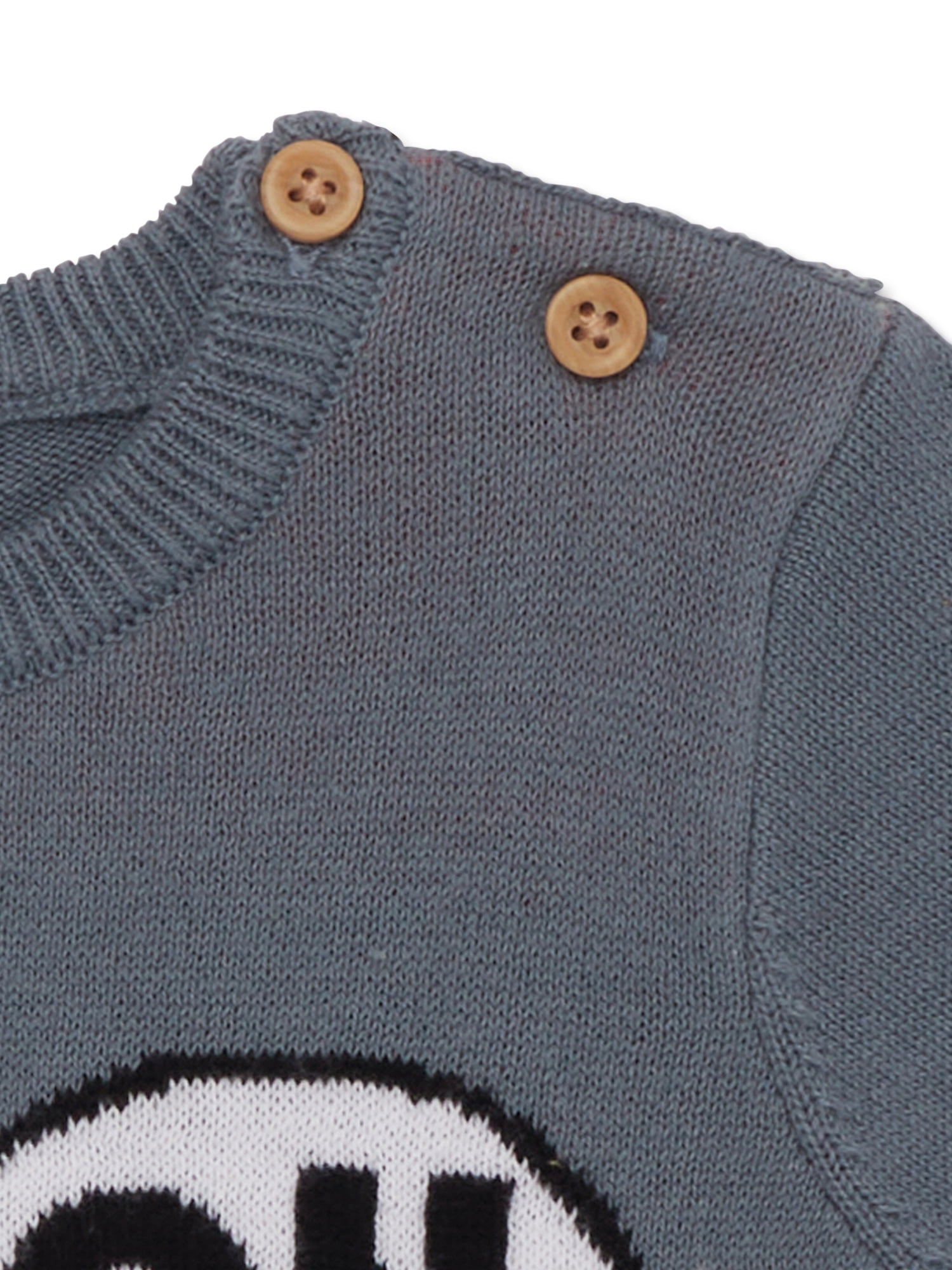 Disney Mickey Mouse Baby Boy Jacquard Knit Sweater with Buttons at Shoulder, Sizes 0/3M-24M