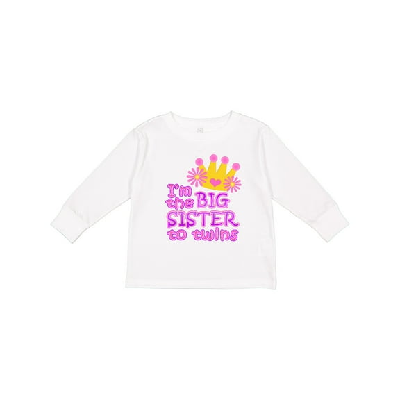 Inktastic I'm the Big Sister to Twins. Girls Long Sleeve Toddler T-Shirt