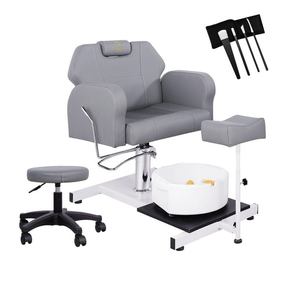 FAYEAN No Plumbing Pedicure Station with Adjustable Height, 360° Swivel Stool and Footrest for Nail Salon