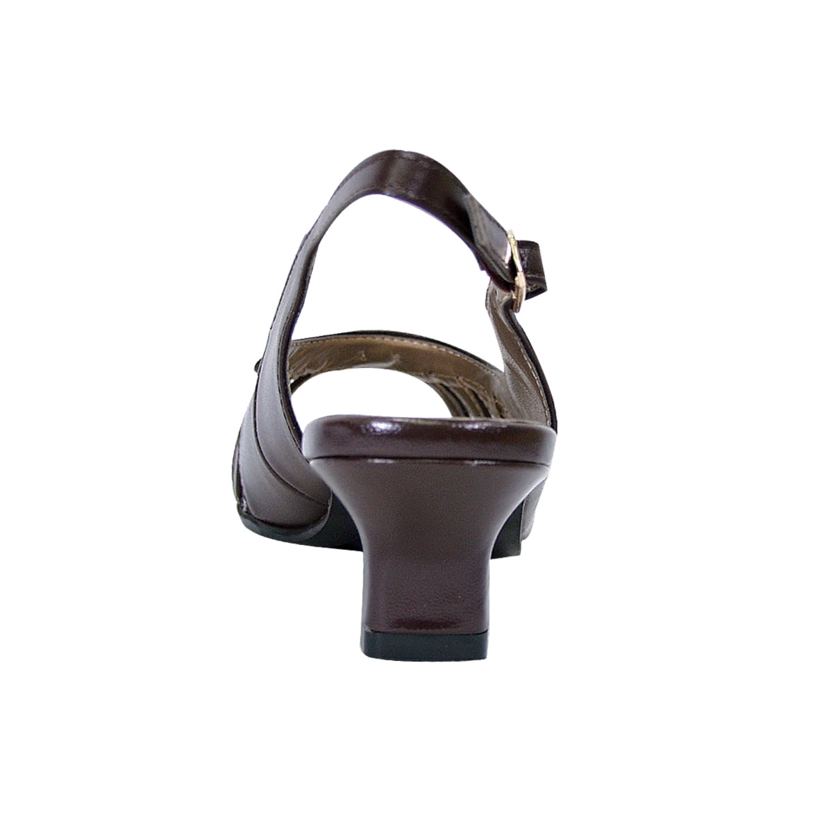 PEERAGE Celeste Women Extra Wide Width Open-Toe Slingback with Vertical Straps/Mini Bow Upper BROWN 6