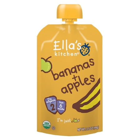 Ella's Kitchen Bananas & Apples Baby Food, 3.5 oz (Pack of 6)