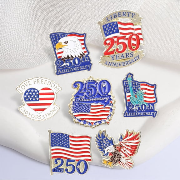 USA 250th Anniversary Enamel Lapel Pins,1776-2026 American Patriotic Brooch Badges,Patriotic Jewelry Gift for 4th of July Veteran’s Day