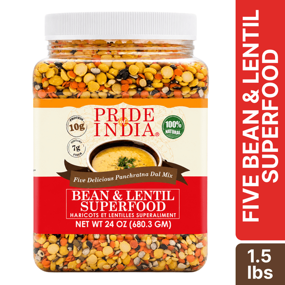 Pride of India Bean & Lentil Superfood, Five Mixed Beans & Lentils, 1.5 lbs Jar
