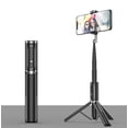 thumbnail image 1 of Trépied pour Perche à Selfie, Perche à Selfie Bluetooth Extensible 3 en 1 en Aluminium avec Télécommande Sans Fil (Noir et Rouge), 1 of 9