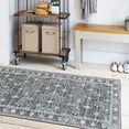 thumbnail image 4 of ReaLife Machine Washable Rug - Stain Resistant, Non-Shed - Eco-Friendly, Padded, Family & Pet Friendly - Premium Recycled Fibers - Vintage Distressed Trellis - Charcoal, Dark Gray, Ivory, 2'6" x 6', 4 of 5