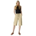 thumbnail image 5 of Bloomae Linen Shorts for Women Plus Size Casual Drawstring Bermuda Shorts Summer Beach Shorts Elastic Hiigh Waisted Loose Lounge Bottoms Beige XL, 5 of 7