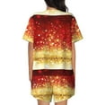 thumbnail image 3 of Lsque Red Gold Glitter Women's Short-Sleeved Pajama Set - 2 Piece Soft and Lightweight Sleepwear Set-Medium, 3 of 9