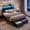 Black PU, variant on Bolvdo Queen Bed Frame with 2-Tier Storage Headboard, LED Light, USB Ports, 2 Storage Drawers, Gray