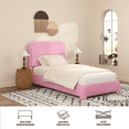 thumbnail image 5 of 4 EVER WINNER Twin Size Bed Frame, Boucle Upholstered Bed Frame with Headboard, No Box Spring Required, Easy Assembly, Dark Pink, 5 of 9