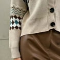 thumbnail image 4 of Jjayotai Womens Cardigans Clearance, Casual Long Sleeve Chunky Knit Fall Winter Button Down Fair Isle Cardigan Sweaters Khaki M, 4 of 9