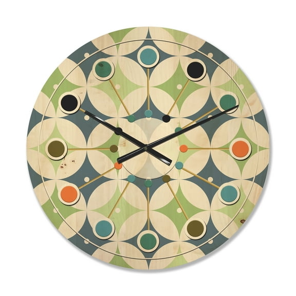 Designart 'Geometrical Retro Design XVI' Mid-Century Modern Wood Wall Clock