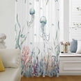 thumbnail image 6 of Coastal Jellyfish Sheer Curtains 45 Inches Long, Ocean Nautical Starfish Coral Seaweed Light Filering Curtains, Breathable Simi Curtain Privacy Drapes for Kitchen Bathroom Small Window Treatment, 6 of 9