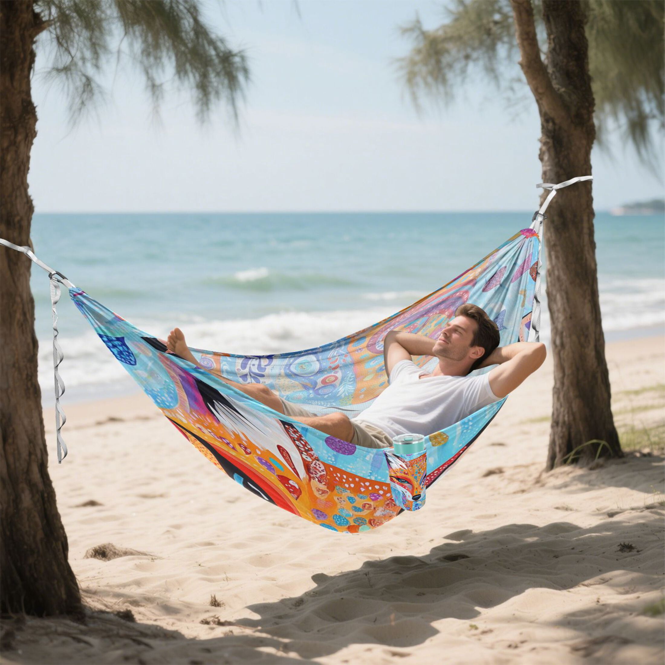 Hammock Camping Hammock Nylon Portable Hammock Travel Camping Hammock Colorful Raindrop Fox
