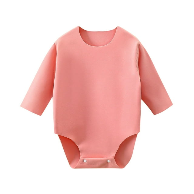 Fall Clothes, HVOBBTY Kid's Fleece Long Sleeve Soft Romper, Comfortable Solid Color Long Sleeved Daily Clothes Pink 6 Months