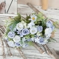 thumbnail image 7 of Luxcidy 1 Bunch Imitation Flower Bouquet Realistic Simulated Flowers, Artificial Silk Rose Fake Flowers Wedding Flowers Bouquets, for DIY Bridal Wedding Shower Decorations(Blue), 7 of 7