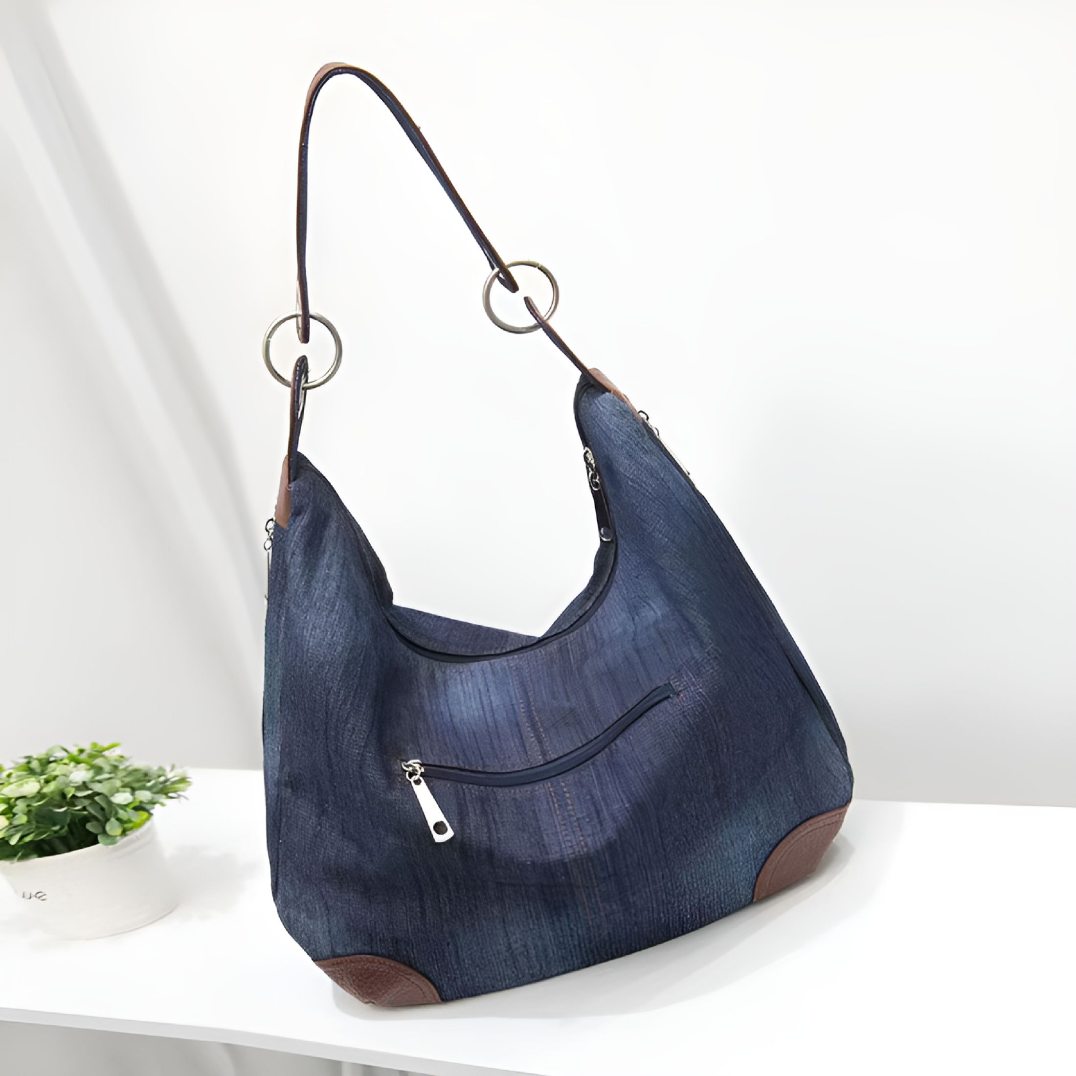 GASTROPOD Women'S 95% Cotton Geometric Casual Luxury Denim Handbag Denim Purses for Women